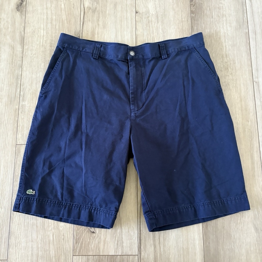 Lacoste Shorts Mens 48 Blue Classic Fit Flat‎ Front Cotton Preppy Bermuda